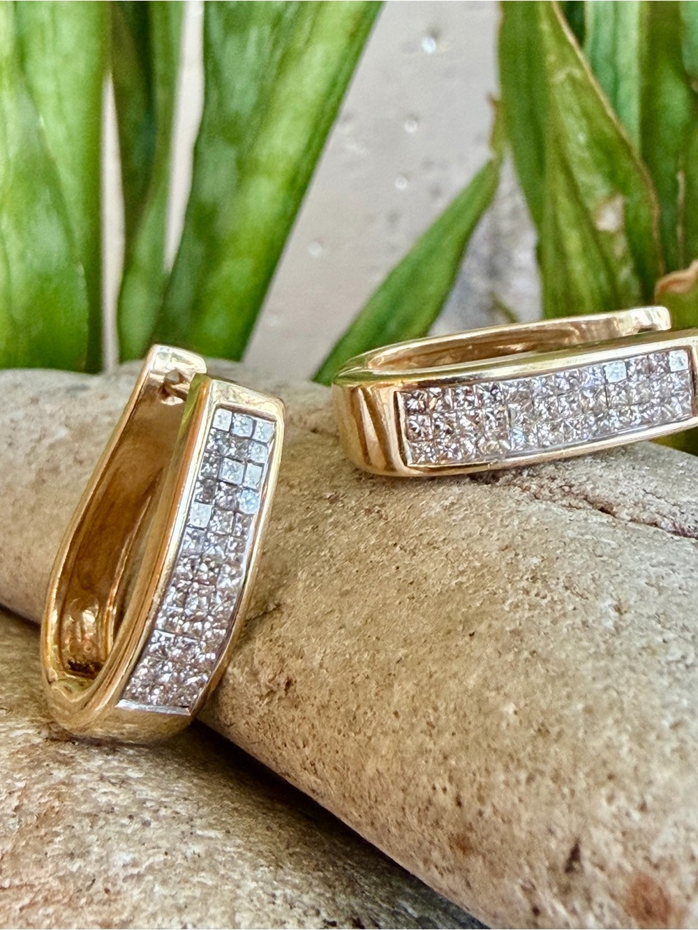 14 karat gold and diamond earrings